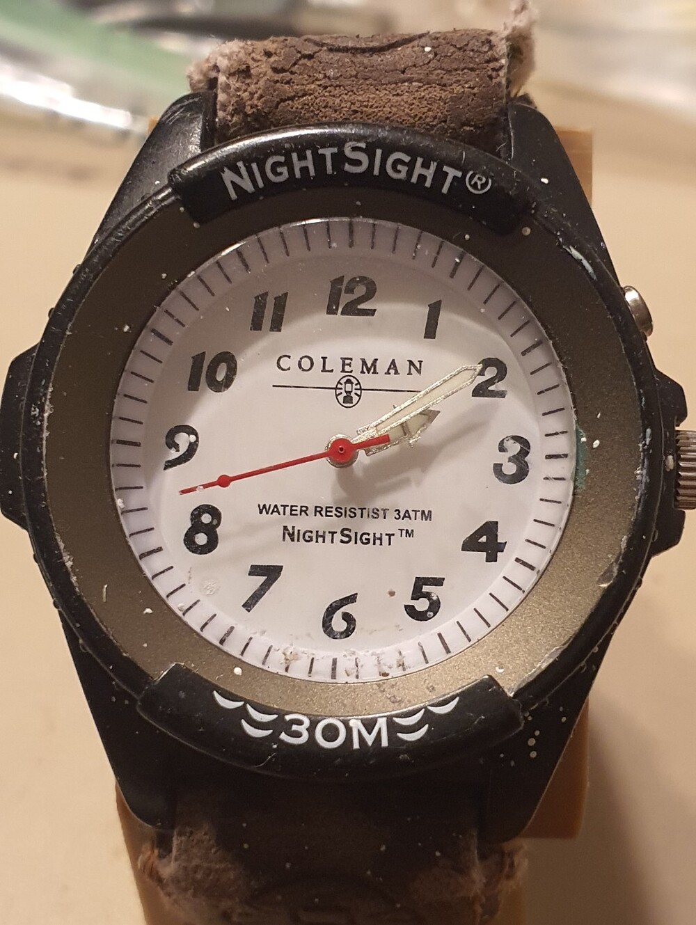10/$20 Coleman NightSight 40-717 Black/White Nylon Men's Field Watch